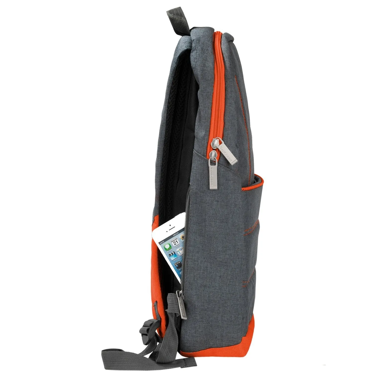 15.6 inch Universal Grove Laptop Backpack for Toshiba Satellite C55 B5100, Dell Inspiron 15 5000 Series, Grey with Orange Trim