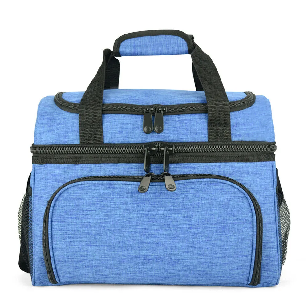 19L Dual Compartment Insulated Lunch Bag Cooler Bag - Blue