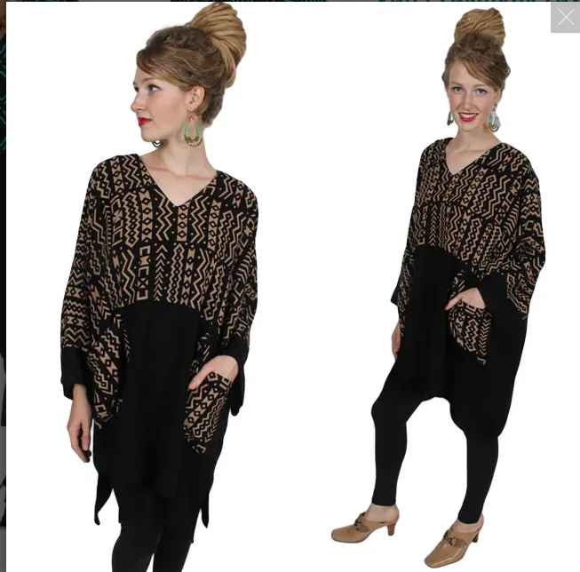 3 Stunning Nobi Tribal Dairi Fashions Nobi Cowl 2Pocket Tunic Top Boho Plus Resort Wear Sml-7x