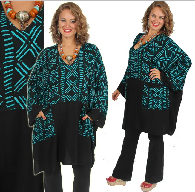 3 Stunning Nobi Tribal Dairi Fashions Nobi Cowl 2Pocket Tunic Top Boho Plus Resort Wear Sml-7x