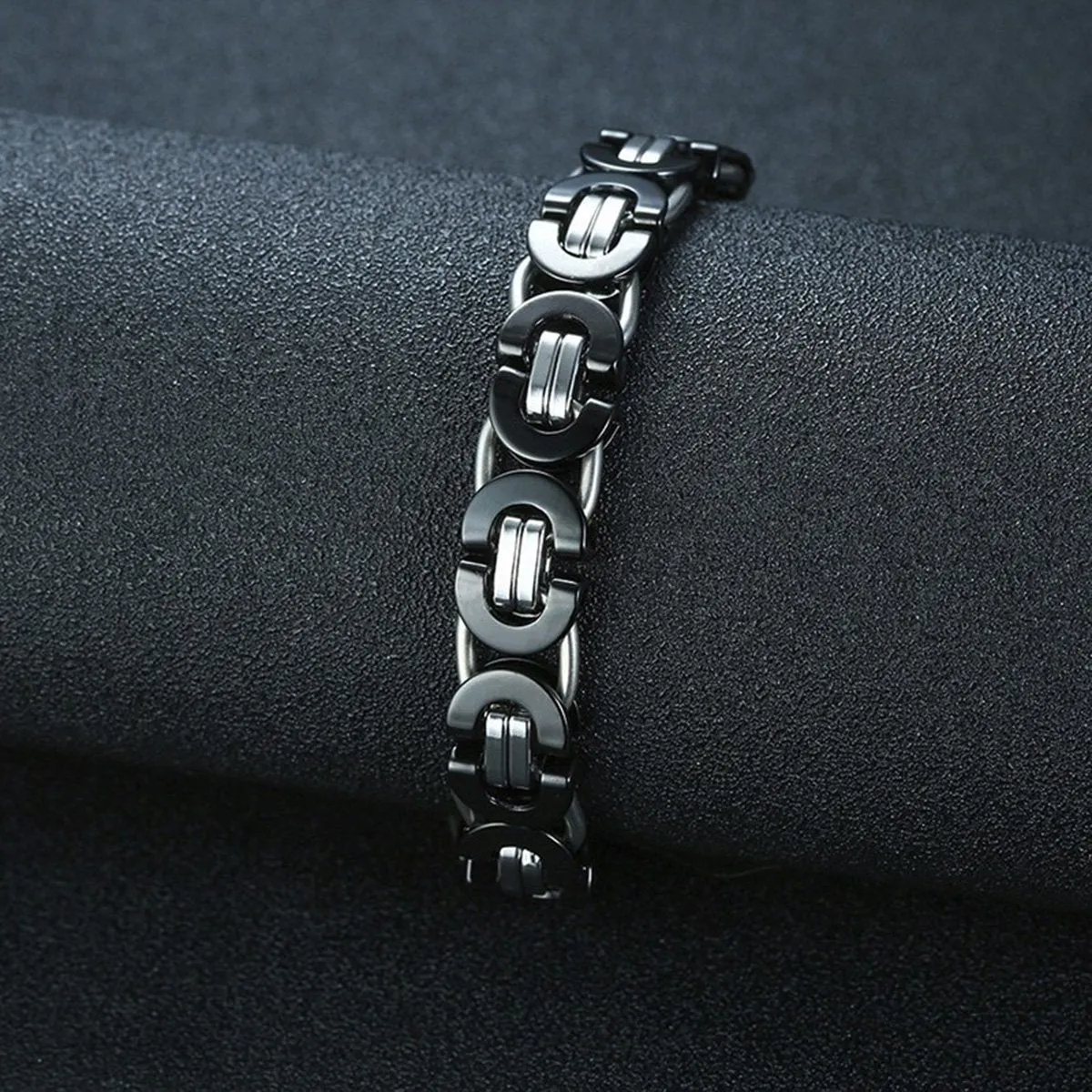 316L Stainless Steel Black Byzantine Bracelet For Men