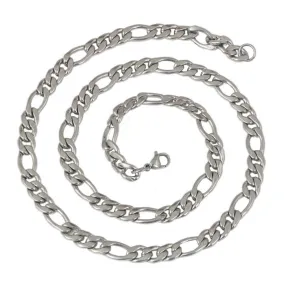 316L Stainless Steel Silver Classic Figaro Curb Chain 20"