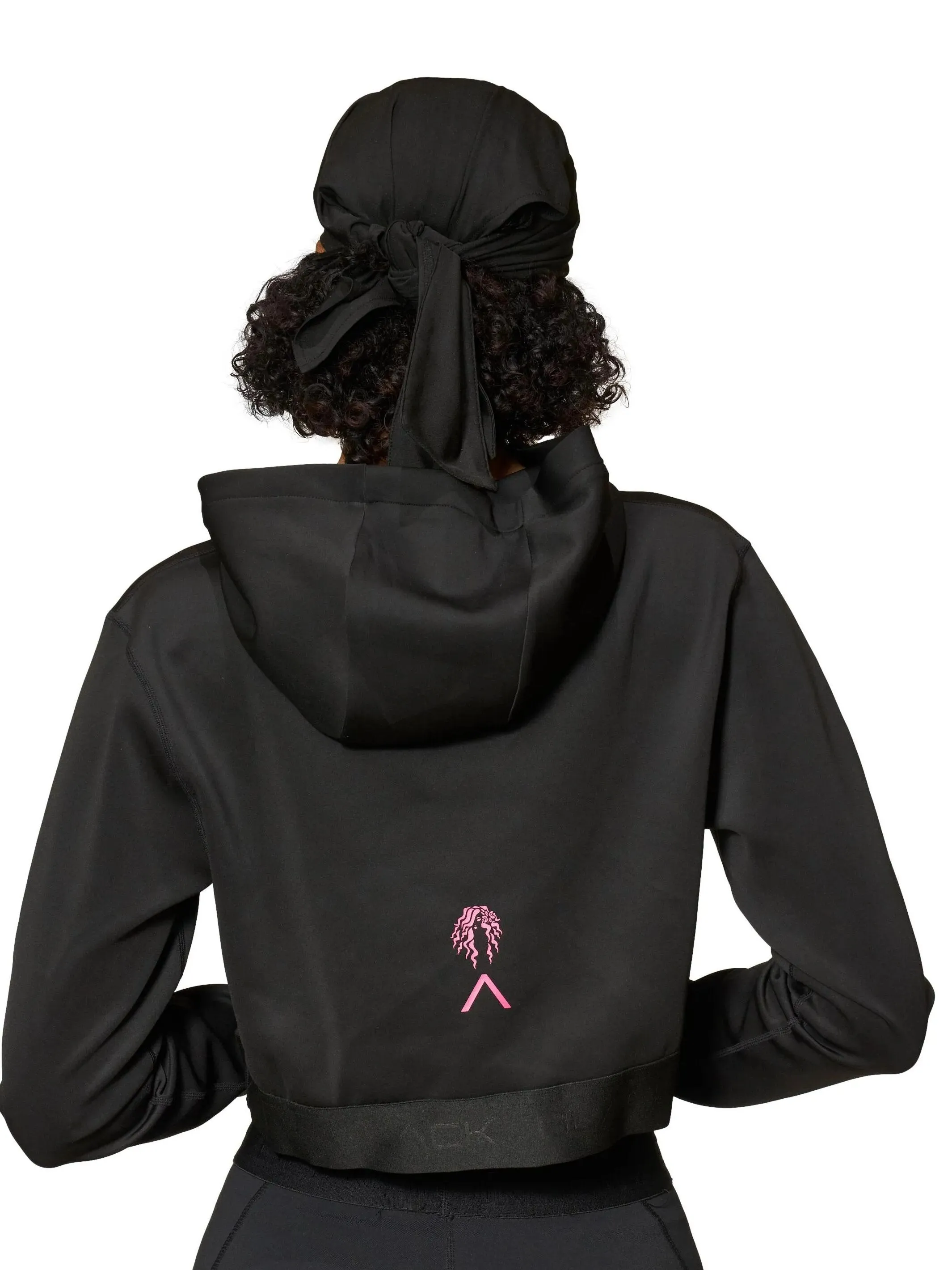 Womens Premium Pink Long Sleeve Crop Hoodie by Actively Black x Mielle