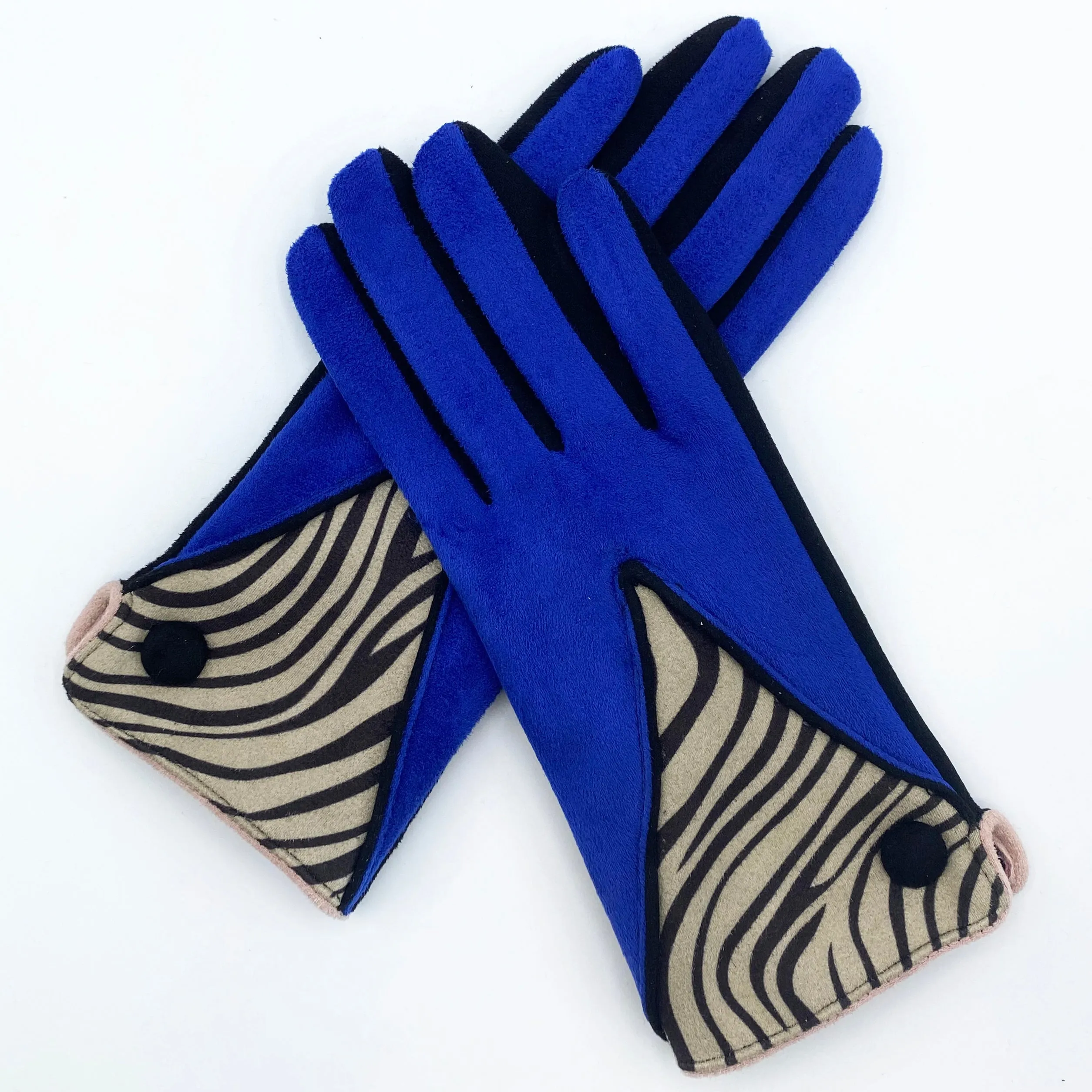 Animal Zebra Print Blue Gloves