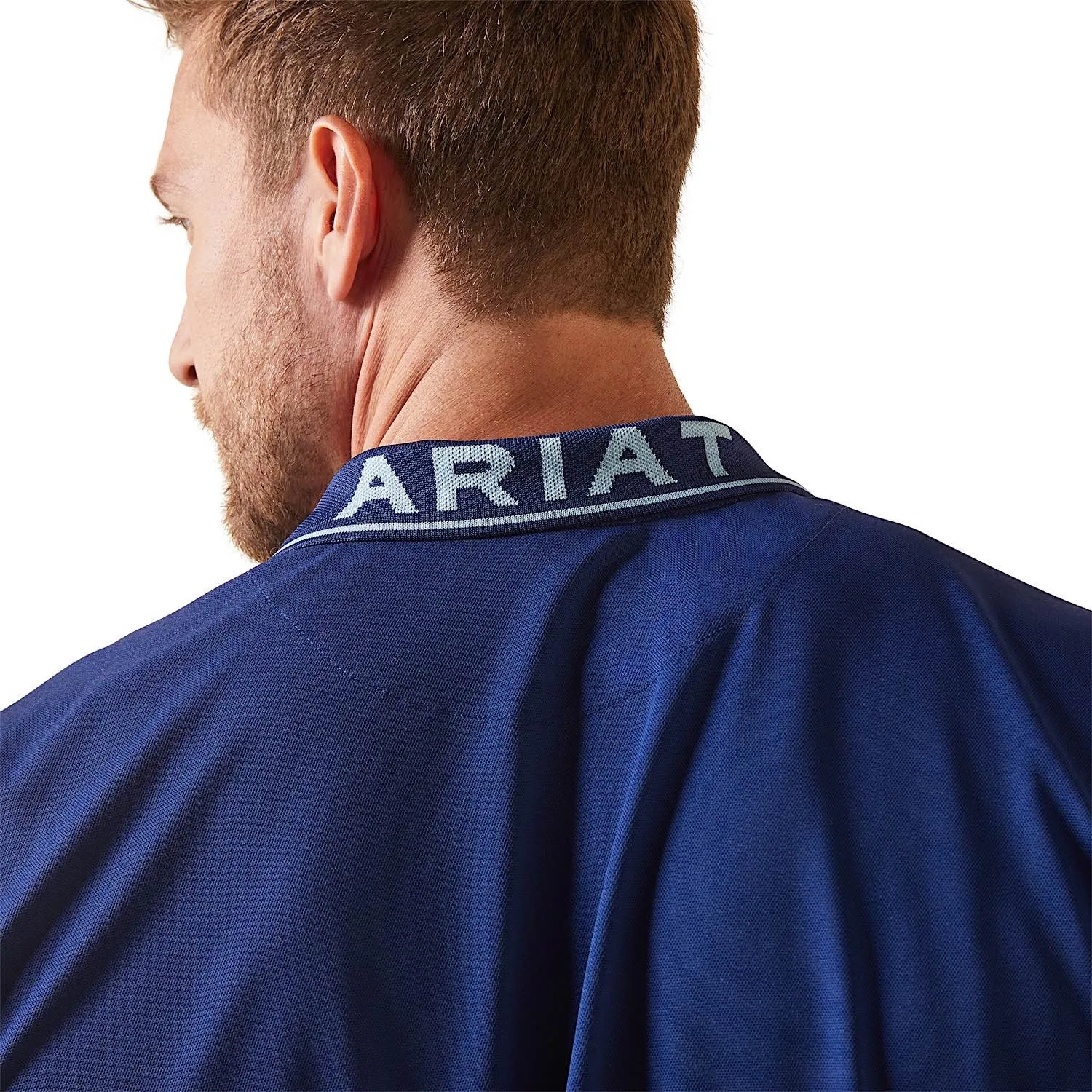 Ariat Mens Logo Fitted S/S Polo Cloudburst Blue