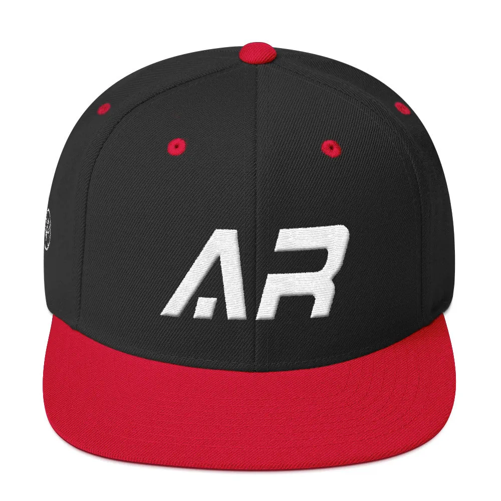 Arkansas - Flat Brim Hat - White Embroidery - AR - Many Hat Color Options Available