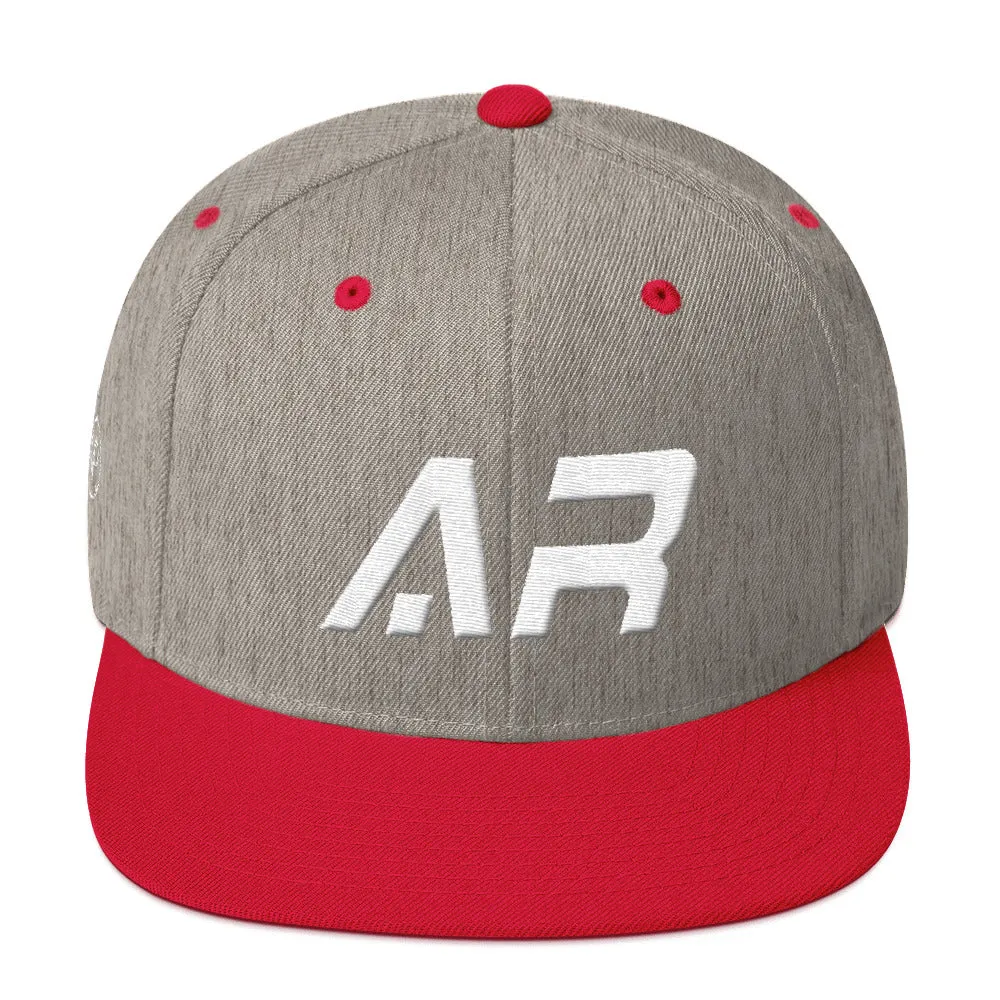 Arkansas - Flat Brim Hat - White Embroidery - AR - Many Hat Color Options Available