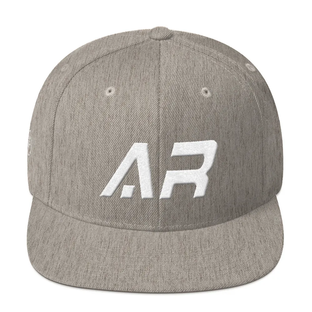 Arkansas - Flat Brim Hat - White Embroidery - AR - Many Hat Color Options Available