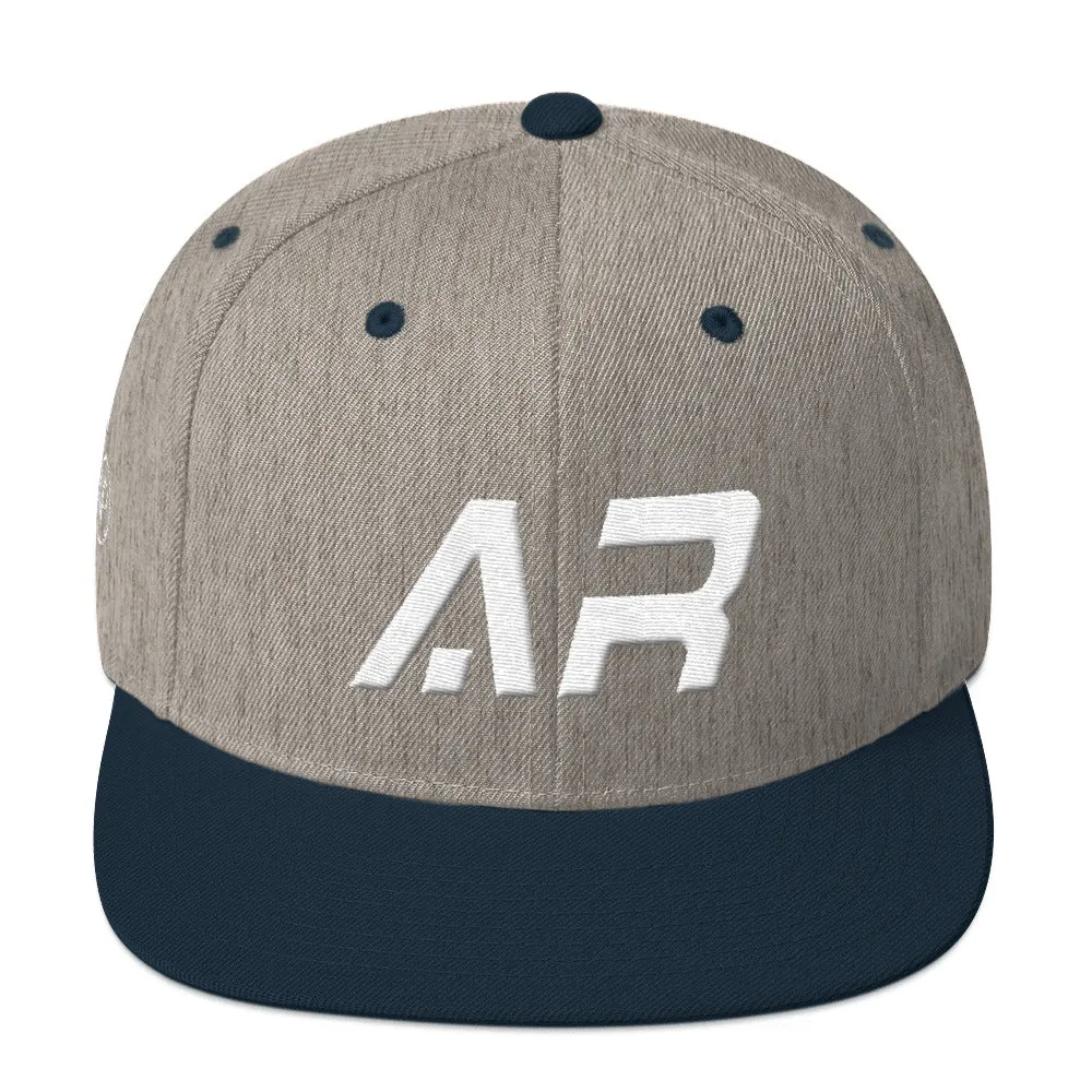 Arkansas - Flat Brim Hat - White Embroidery - AR - Many Hat Color Options Available