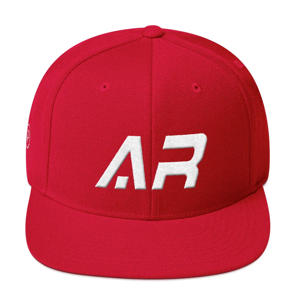 Arkansas - Flat Brim Hat - White Embroidery - AR - Many Hat Color Options Available