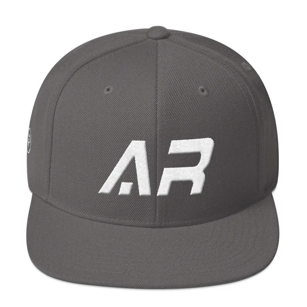 Arkansas - Flat Brim Hat - White Embroidery - AR - Many Hat Color Options Available