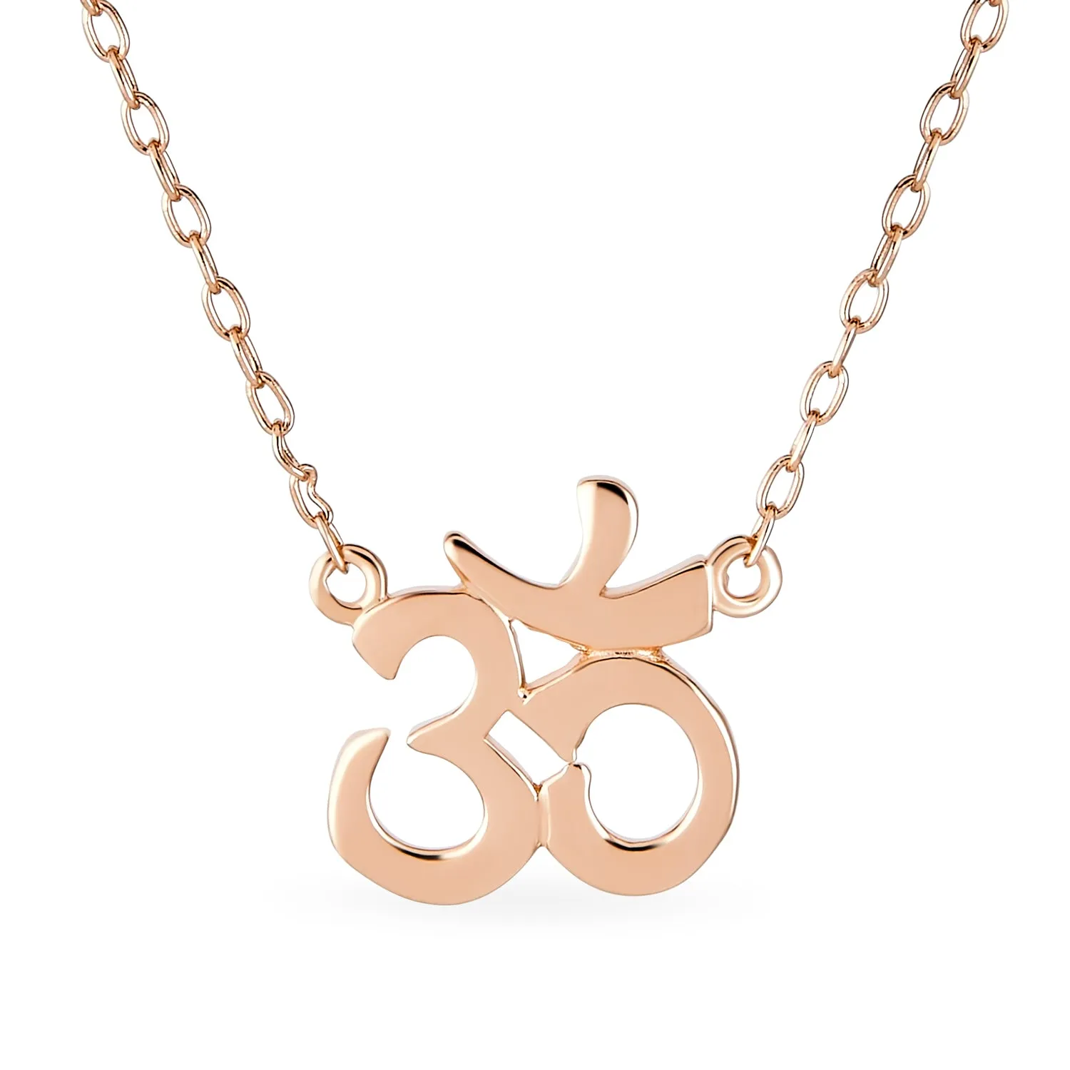 Aum Om Spiritual Pendant Necklace Rose Gold Plated Sterling Silver