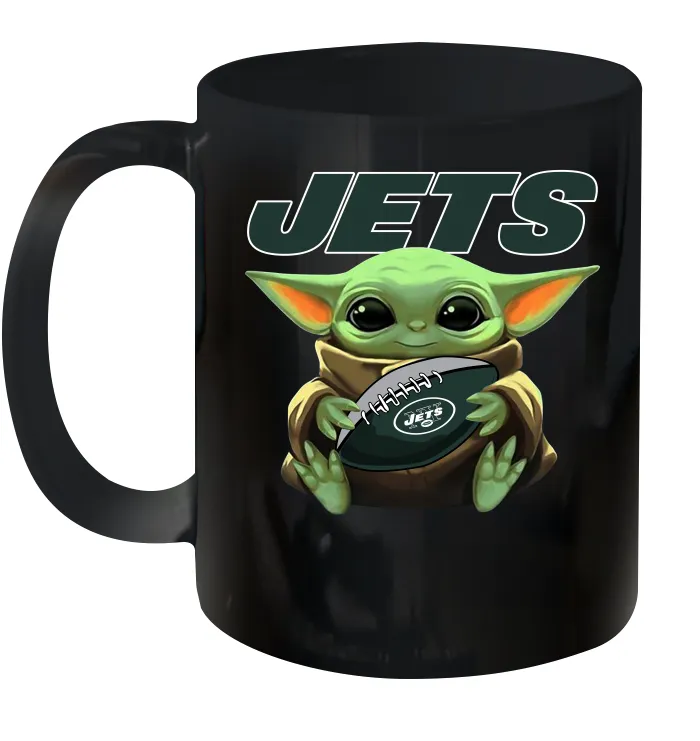 Baby Yoda Loves The New York Jets Star Wars Baby Yoda Hugs Jets NFL Ceramic Mug 11oz