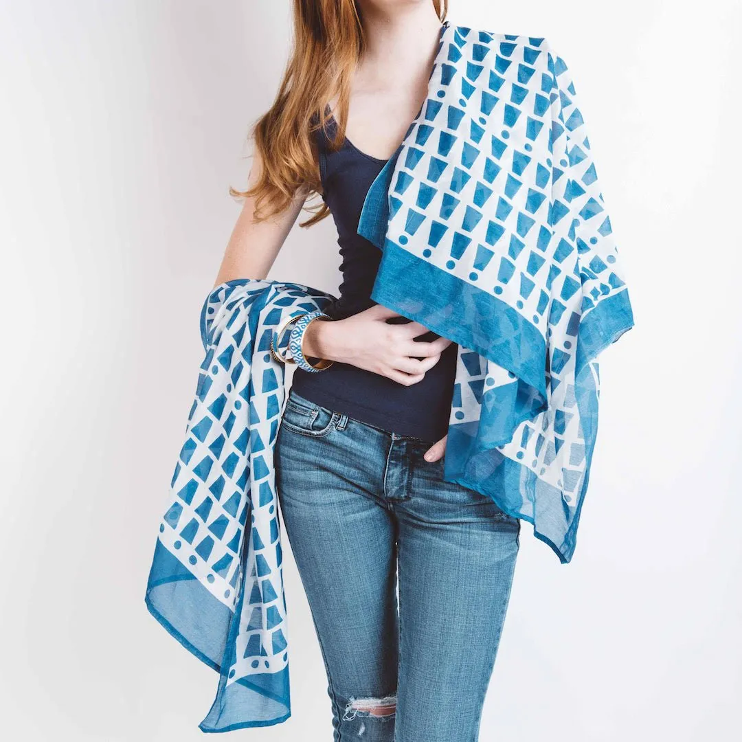 Bari Indigo Silk Cotton Scarf