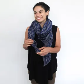 Bari Navy Silk Cotton Scarf