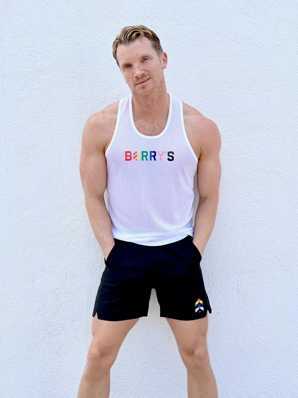 BARRY'S PRIDE RELAY WHITE MESH TANK