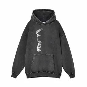 Bearded Odin Facial Contour Vintage Washed Hoodie