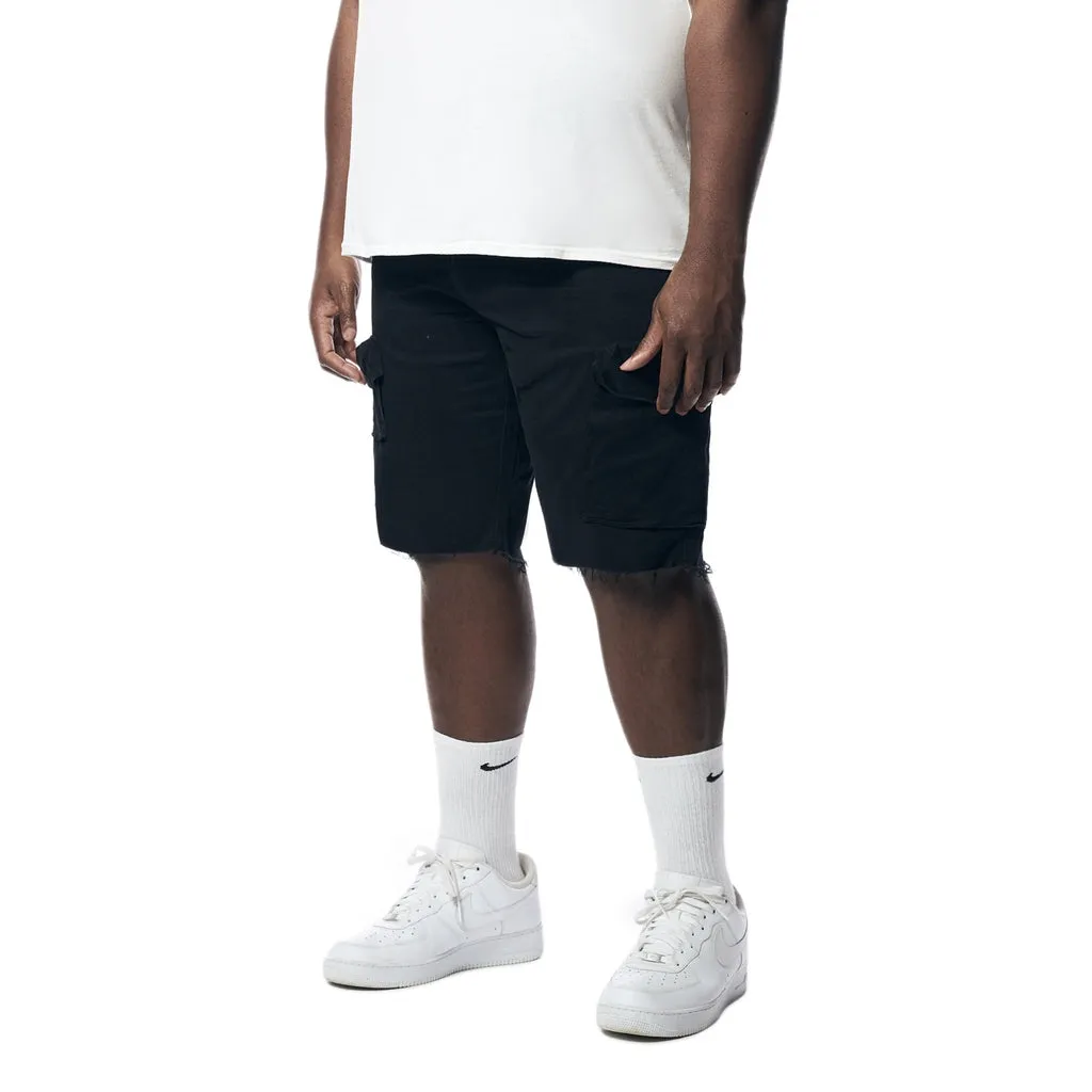 Big and Tall - Garment Washed Twill Cargo Shorts - Black