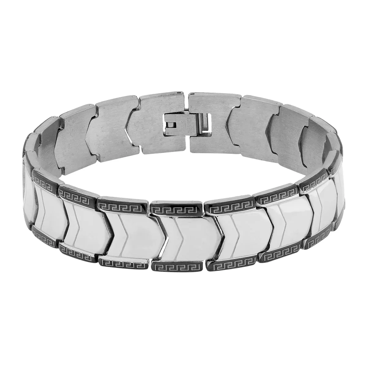 Black Silver 316L Stainless Steel Pt. Strand Bracelet For Men