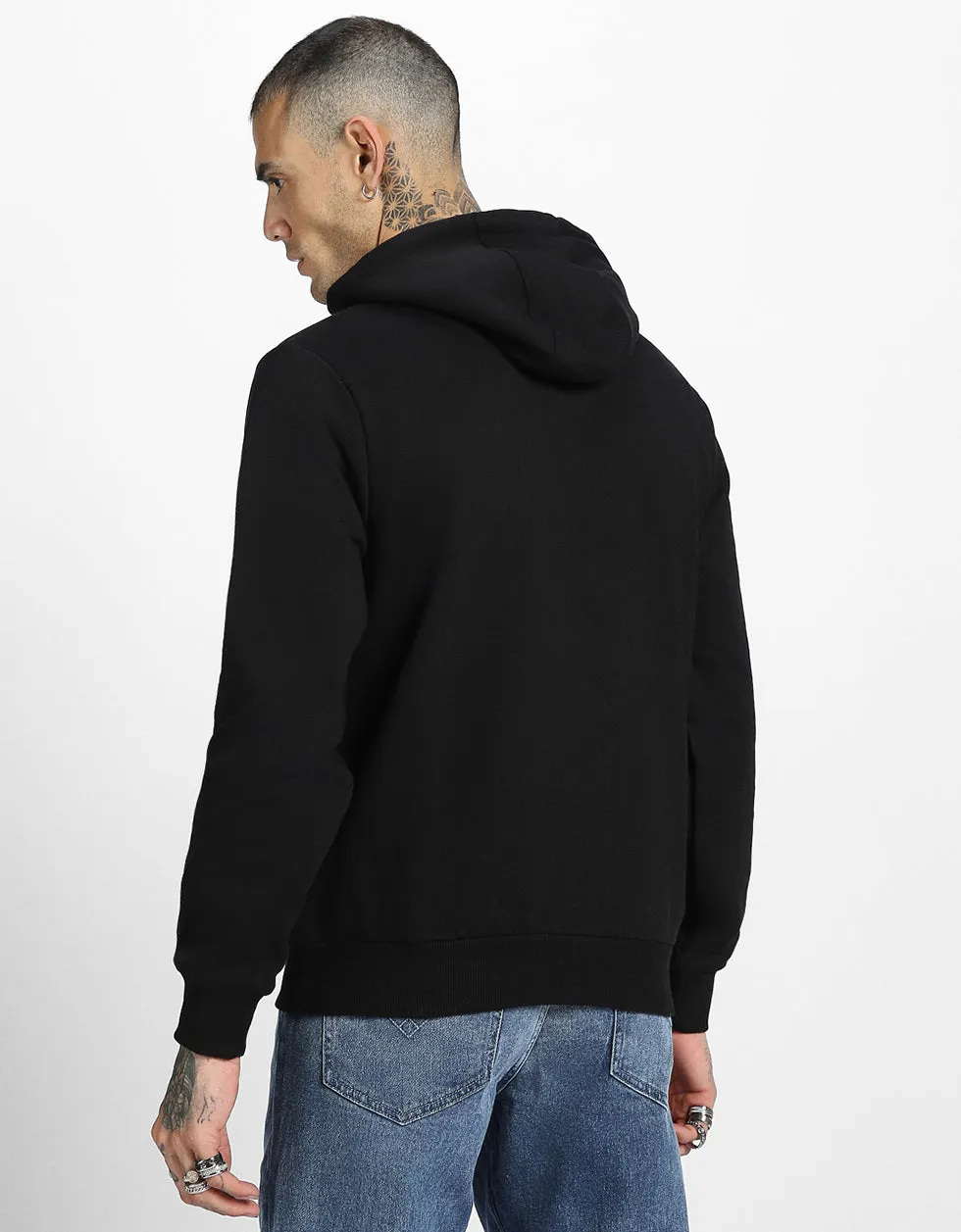 Classic Black Solid Regular-Fit Hoodie