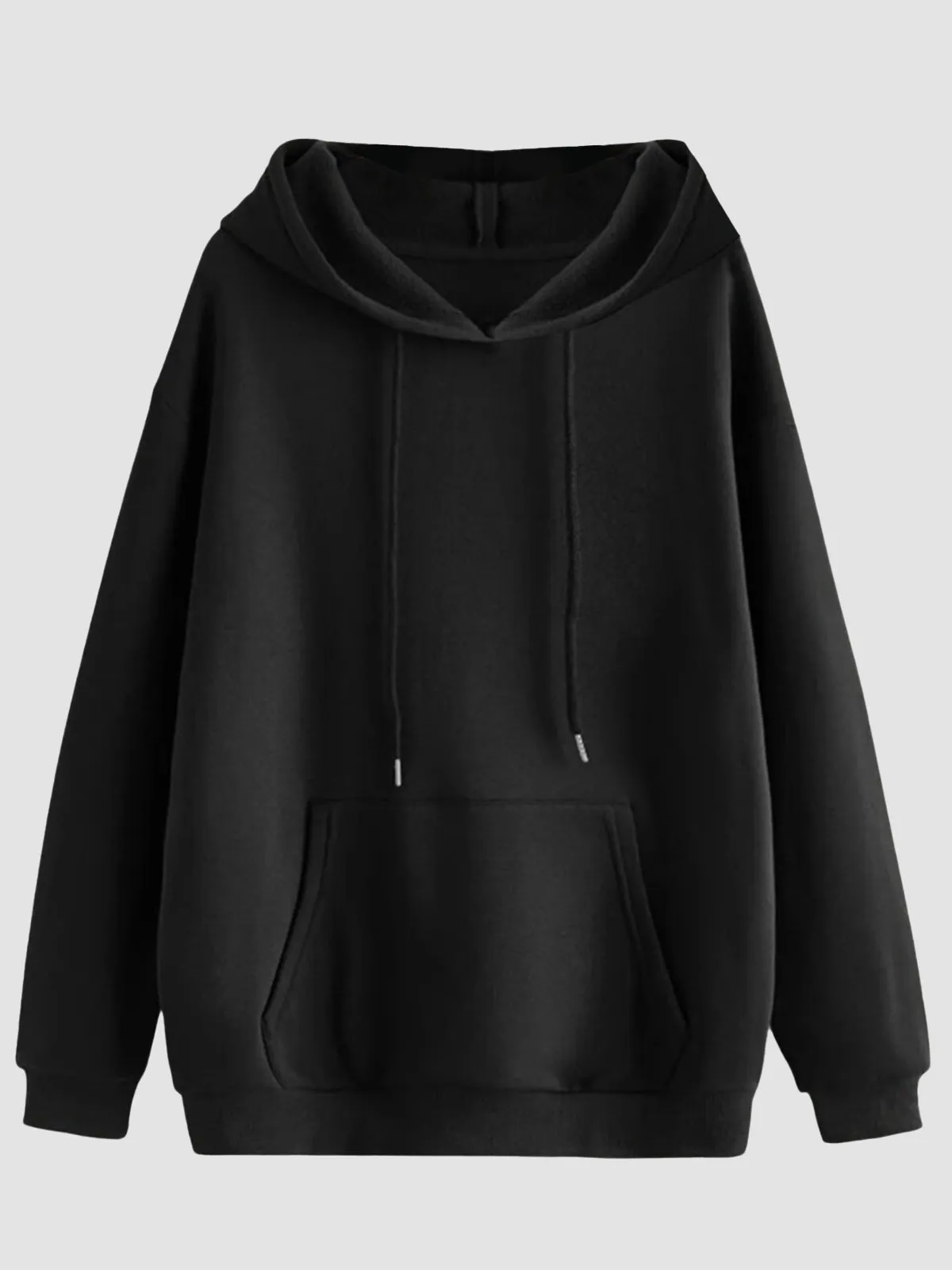 Classic Black Solid Regular-Fit Hoodie