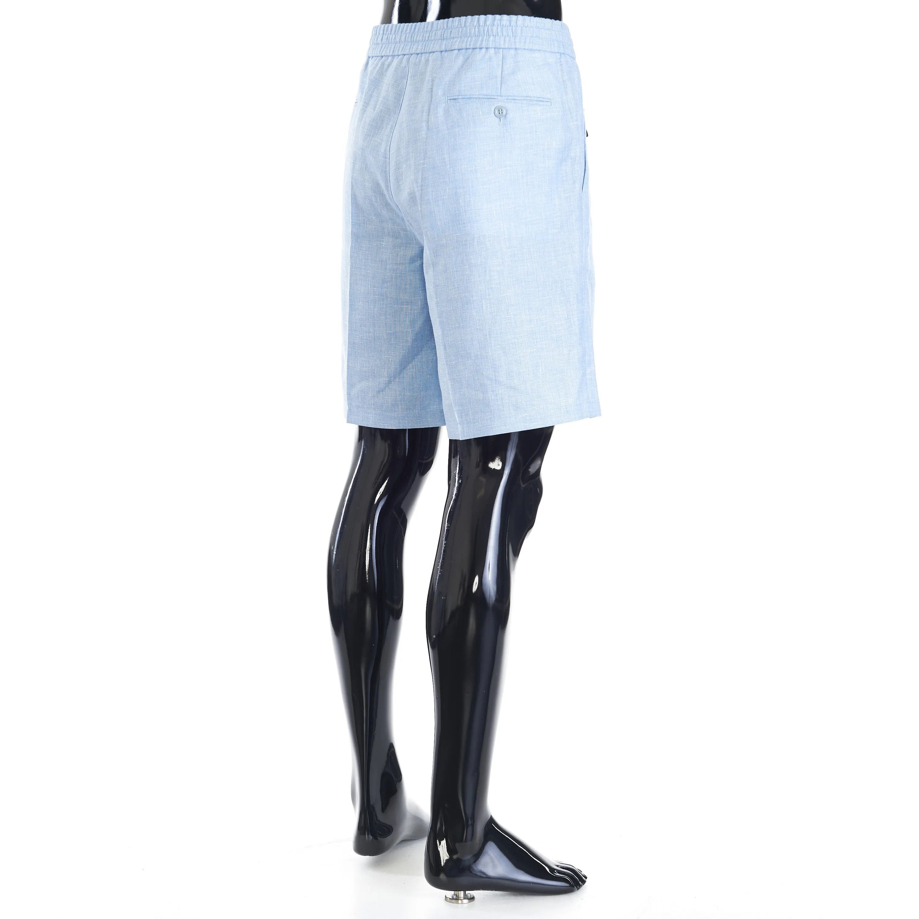 Blue Sidney Bermuda Trousers Shorts - Linen, Wool & Silk Blend