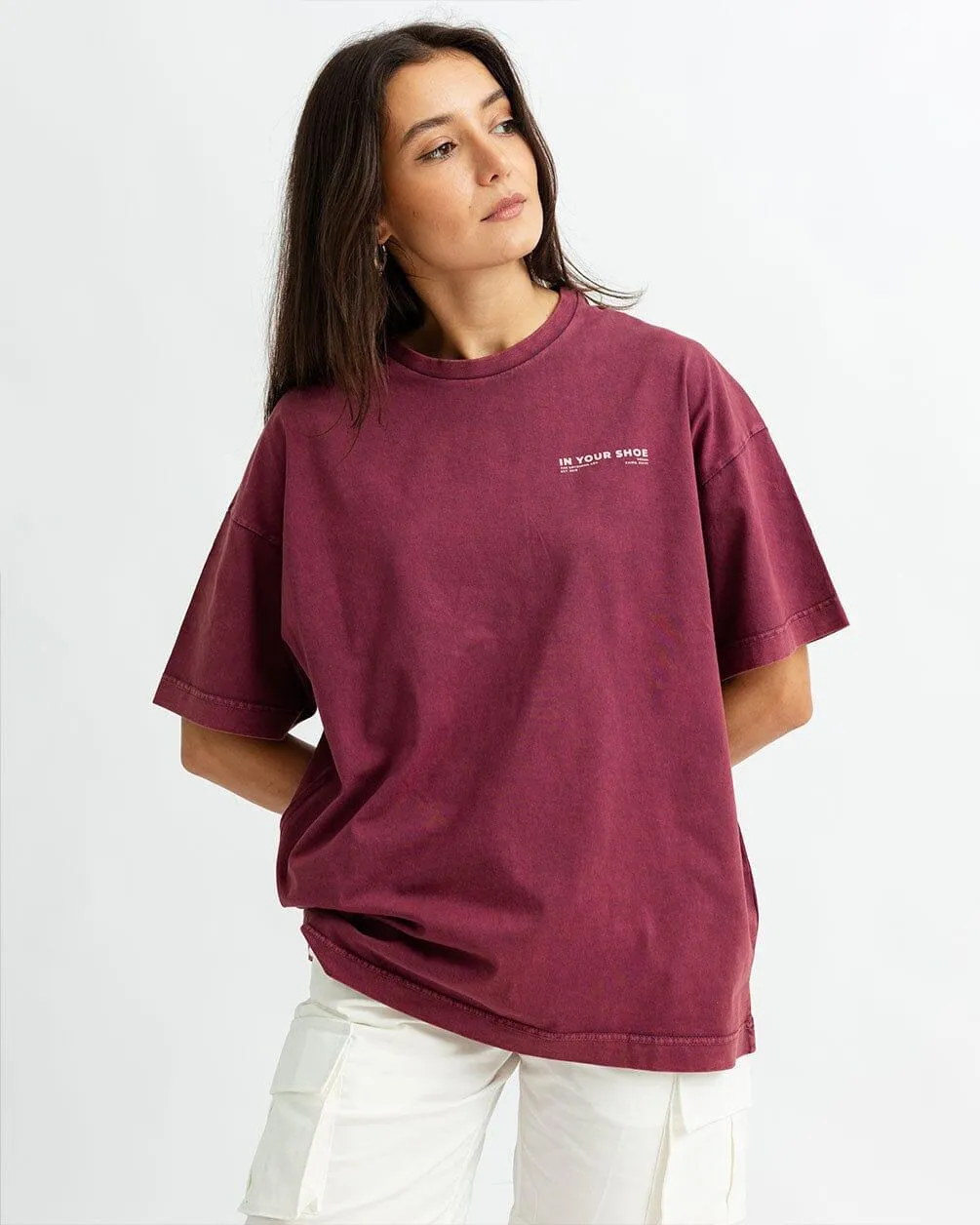 Burgundy Acid Washed Oversized Tee