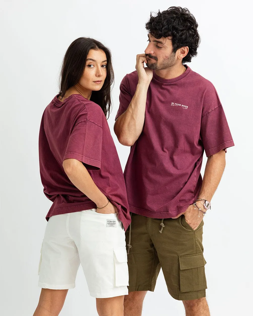 Burgundy Acid Washed Oversized Tee