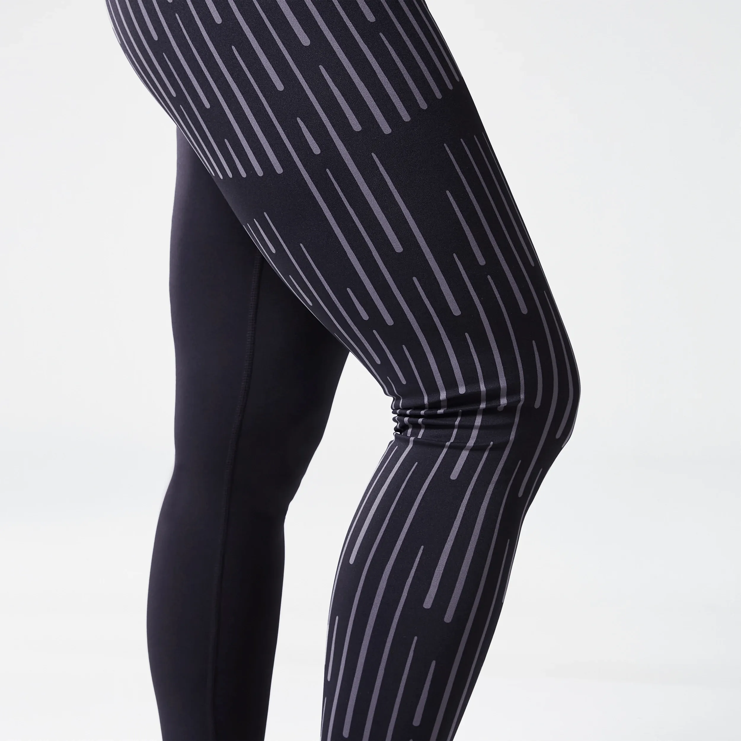 Code Asymmetric Graphic Leggings - Black