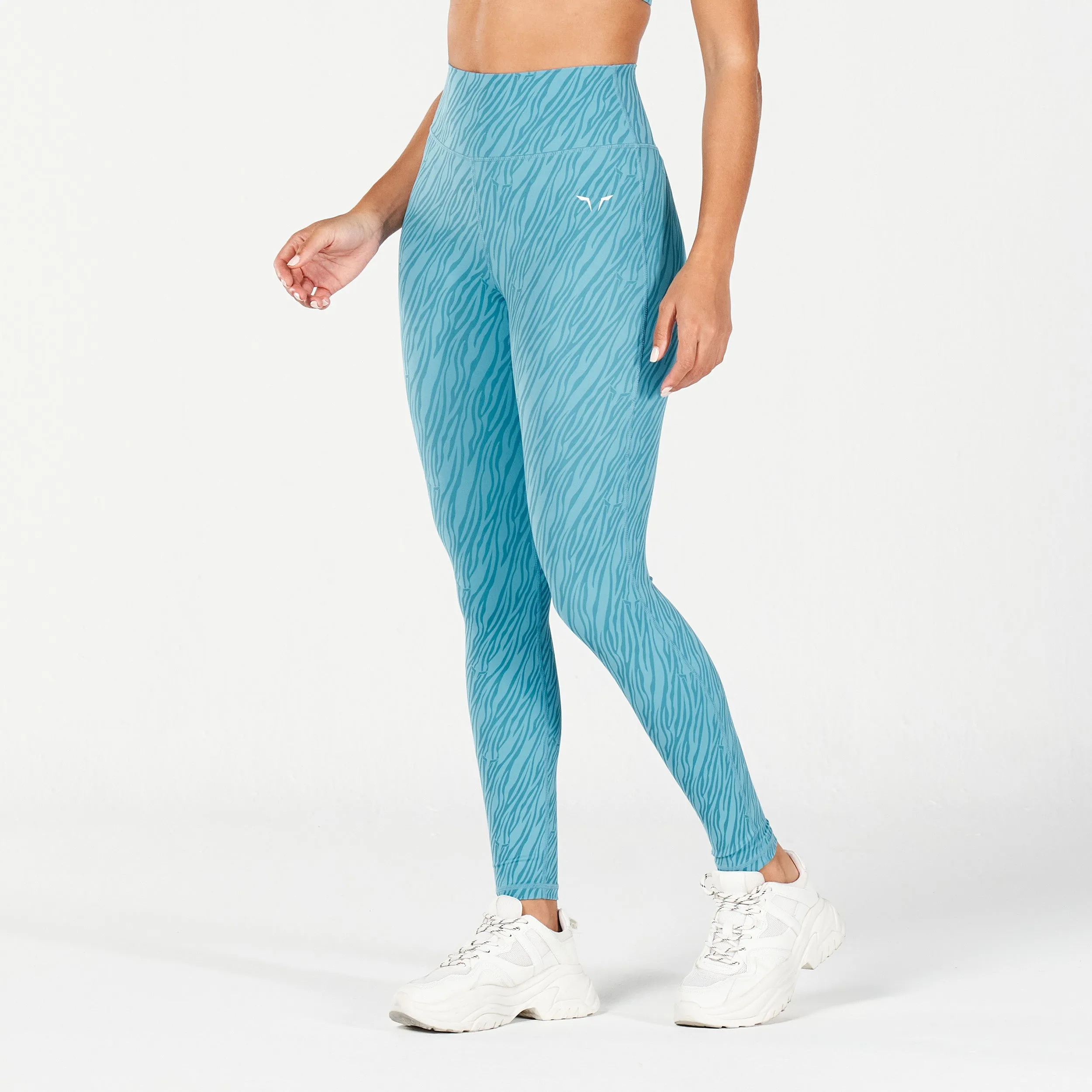 Core Wild Print Leggings - Delph Blue