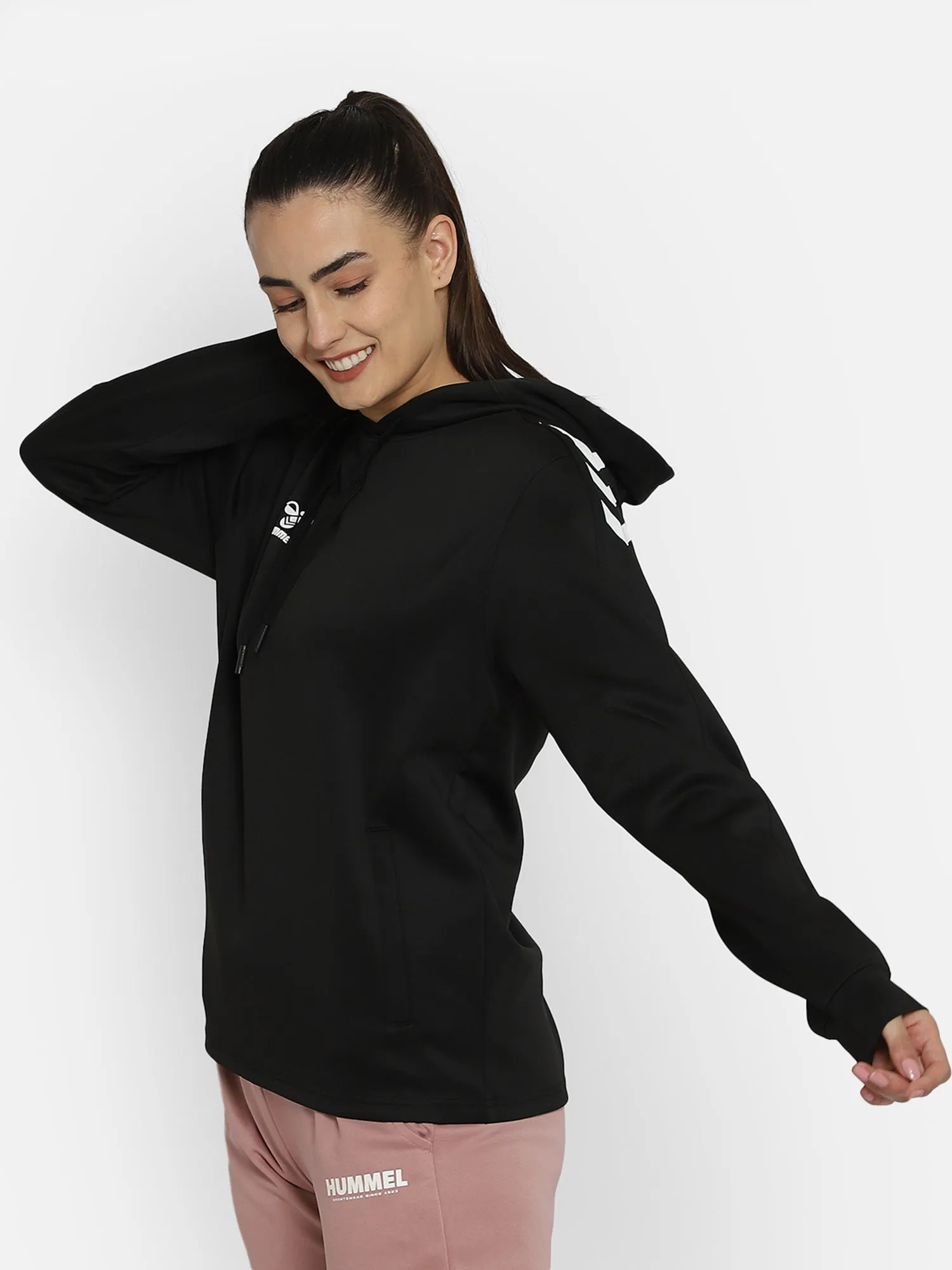 Core Xk Women Polyester Black Hoodie