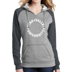 District Women’s Lightweight Fleece Raglan Hoodie- UVU Distressed