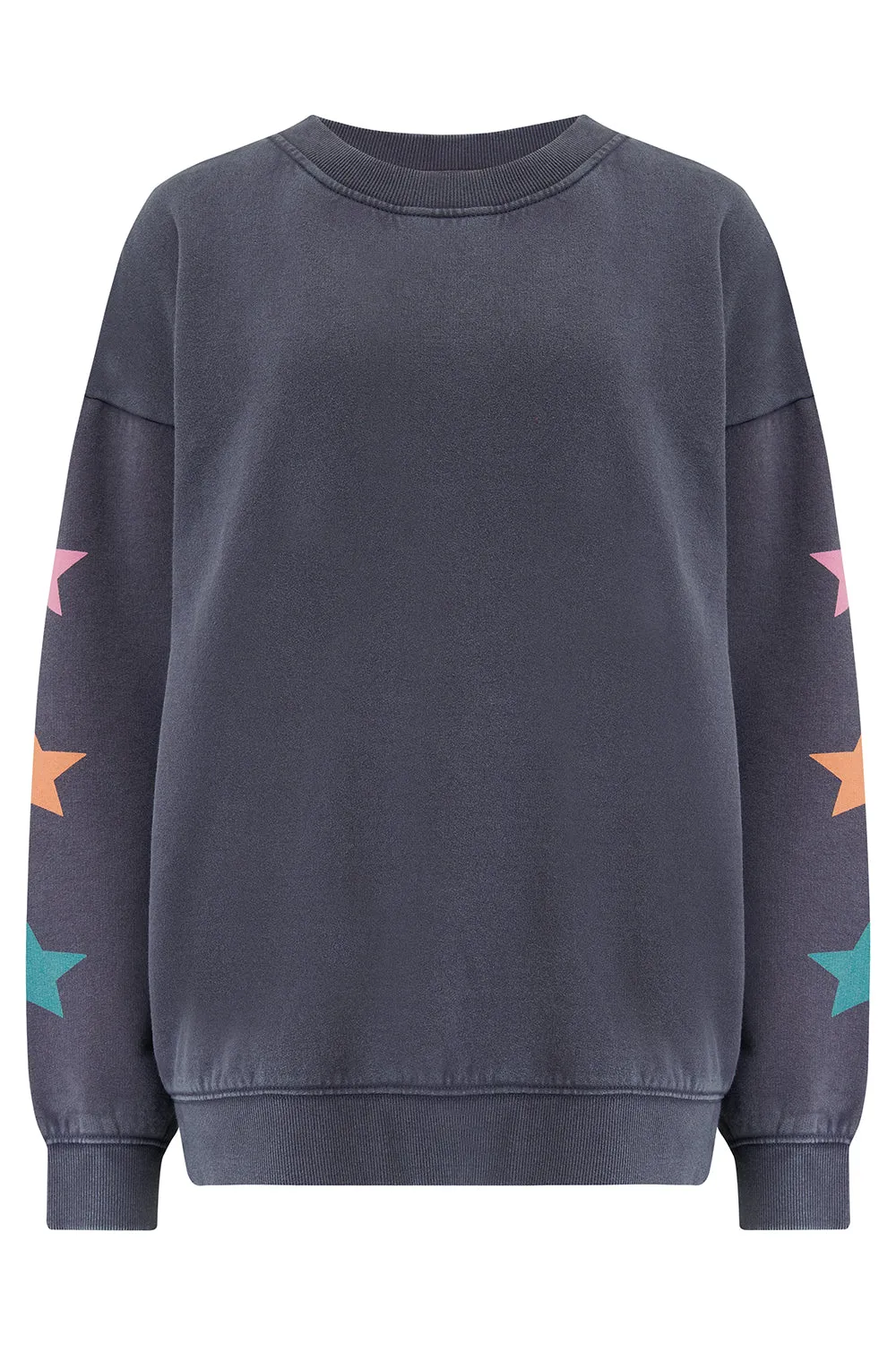 Eadie Relaxed Sweatshirt - Washed Charcoal, Star Sleeve