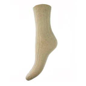 Fawn Ribbed wool blend socks