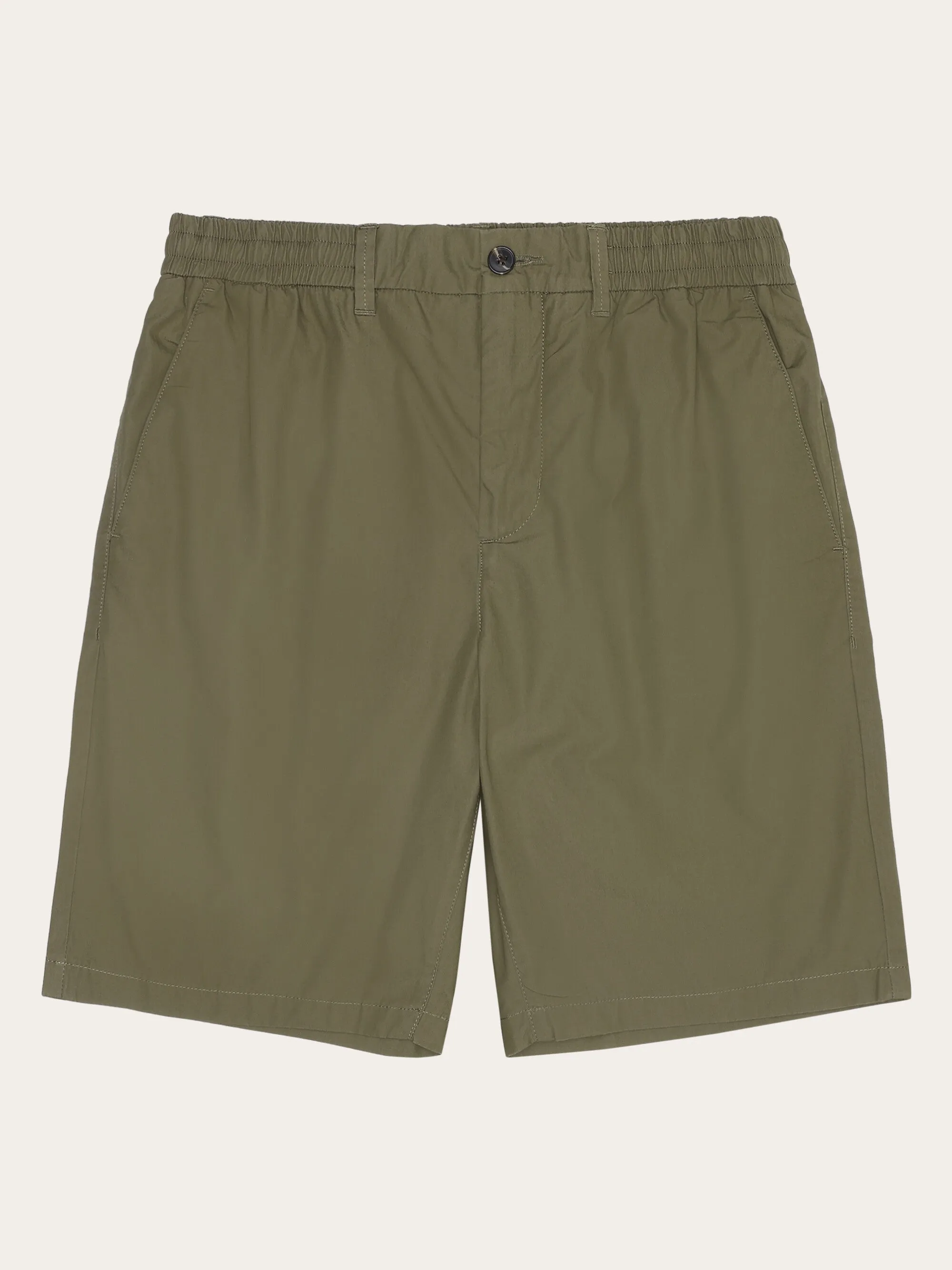 FIG loose poplin elastic waist string shorts - GOTS/Vegan - Burned Olive