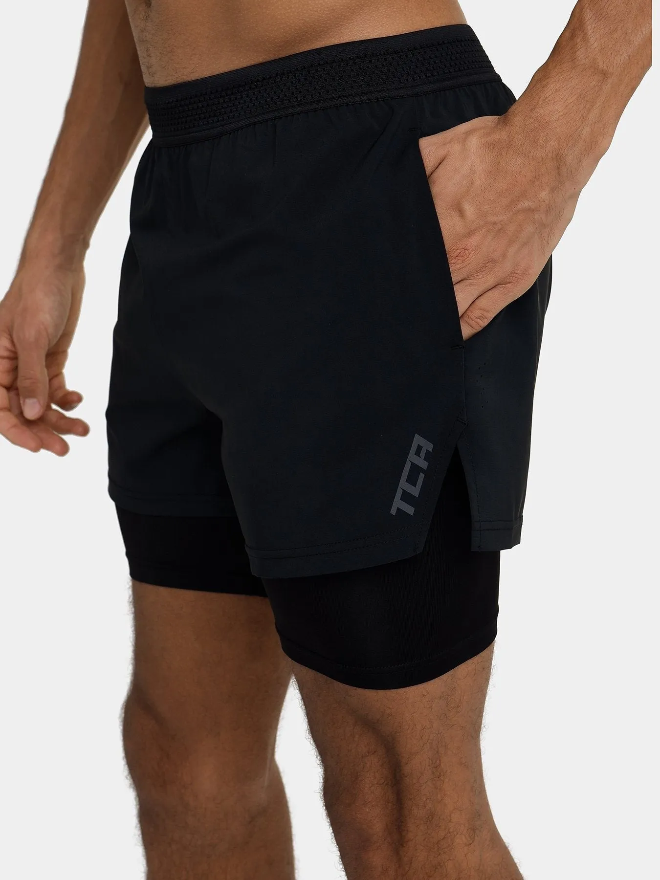 Flyweight 2-in-1 Running Short For Men With Side & Back Zip Pockets & Internal Compression Lining With Pocket