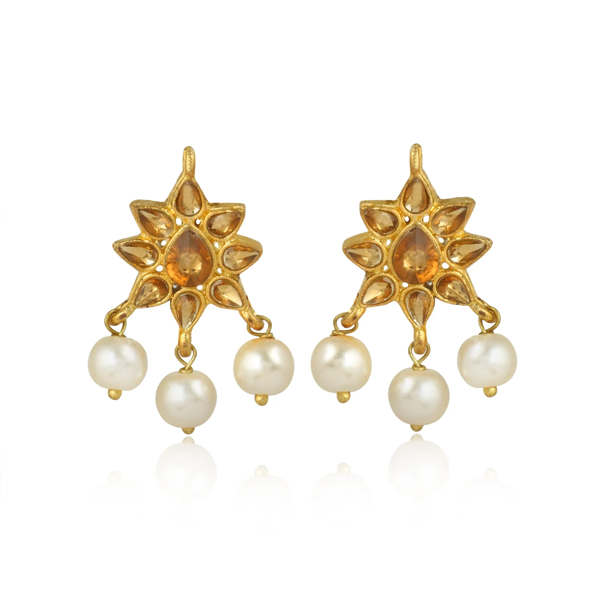 GoldPlated Kundan Stylish Fancy Party Wear Stud Earrings For Women