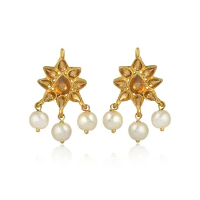 GoldPlated Kundan Stylish Fancy Party Wear Stud Earrings For Women