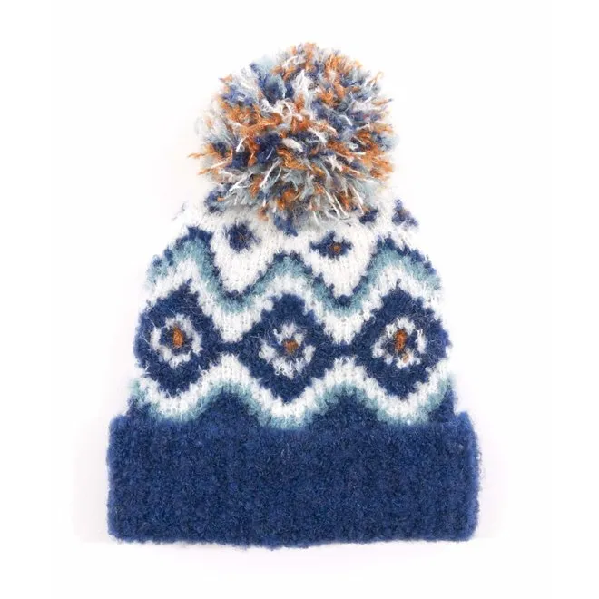 Graphic Fair Isle Pom Hat