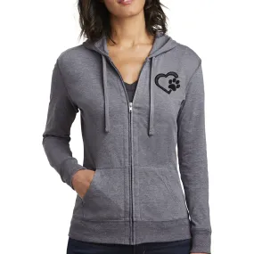 Heart Paw Women’s Fitted Jersey Full-Zip Hoodie