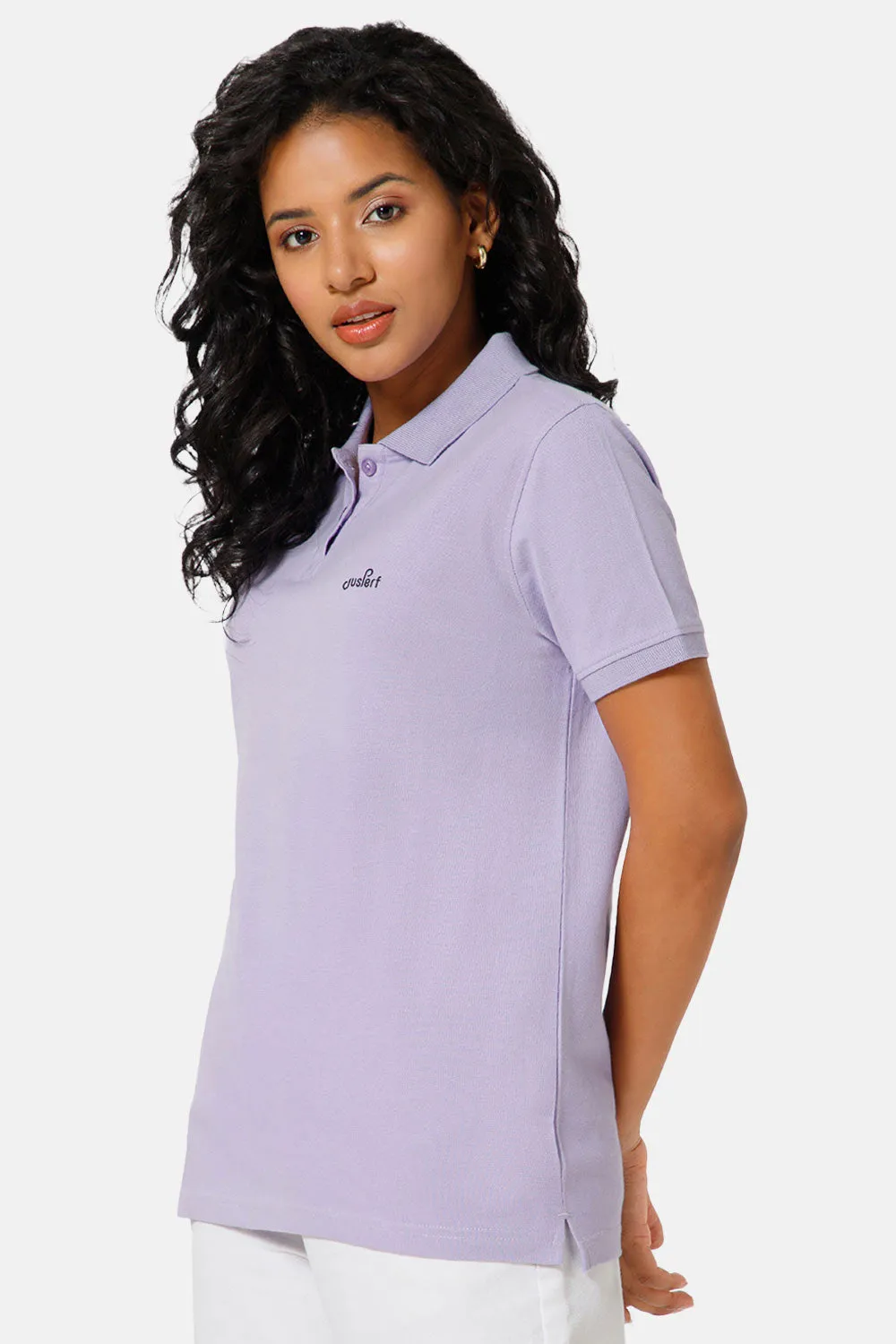 Jusperf Women Half Sleeve Polo Neck T-shirt  - Lavender - SJD4