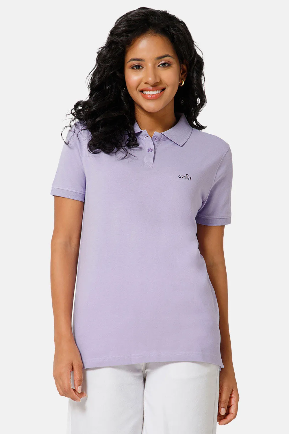 Jusperf Women Half Sleeve Polo Neck T-shirt  - Lavender - SJD4