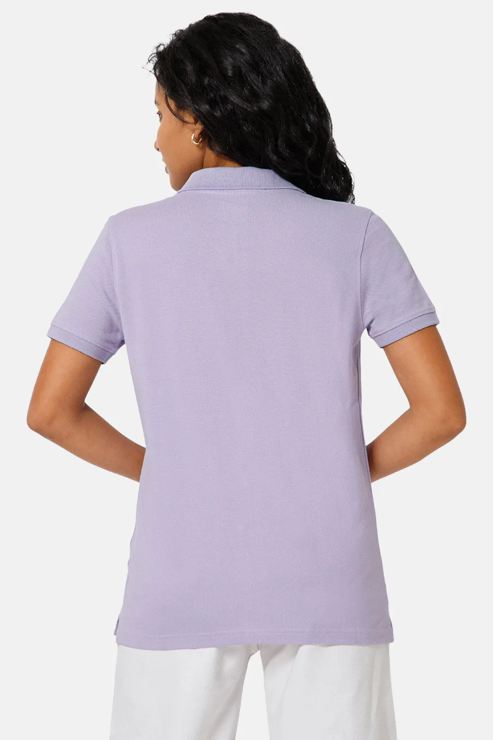 Jusperf Women Half Sleeve Polo Neck T-shirt  - Lavender - SJD4