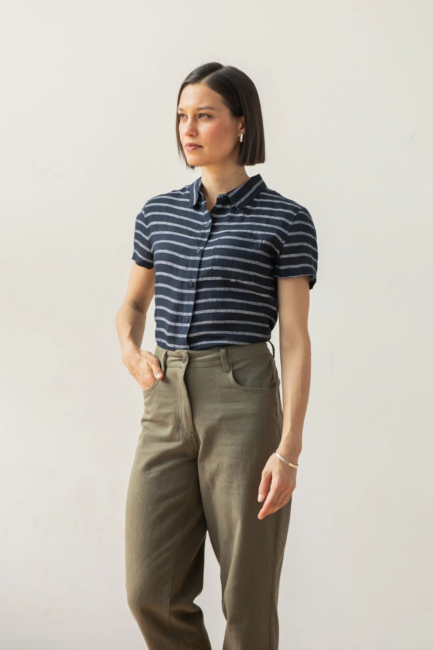 Lana Shirt / Navy Stripe