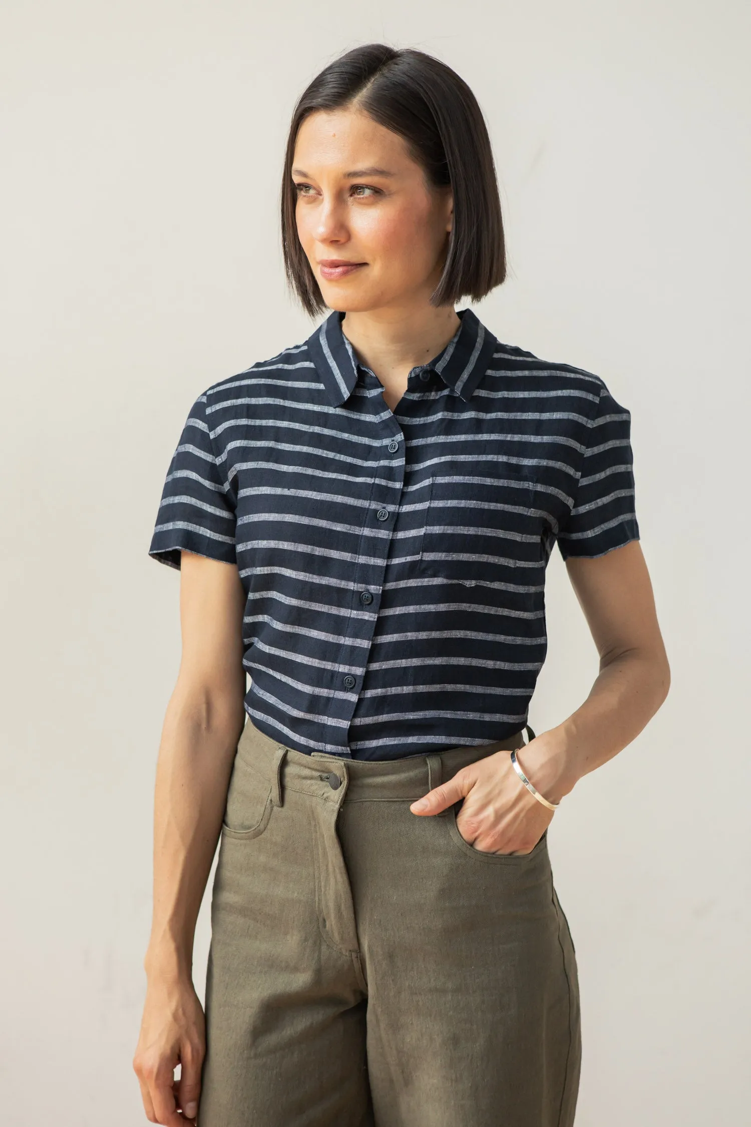 Lana Shirt / Navy Stripe