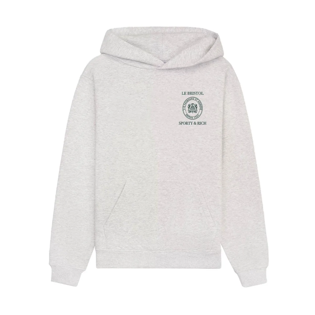   Le Bristol Paris Crest Seal Hoodie 'Heather Grey Forest Green'