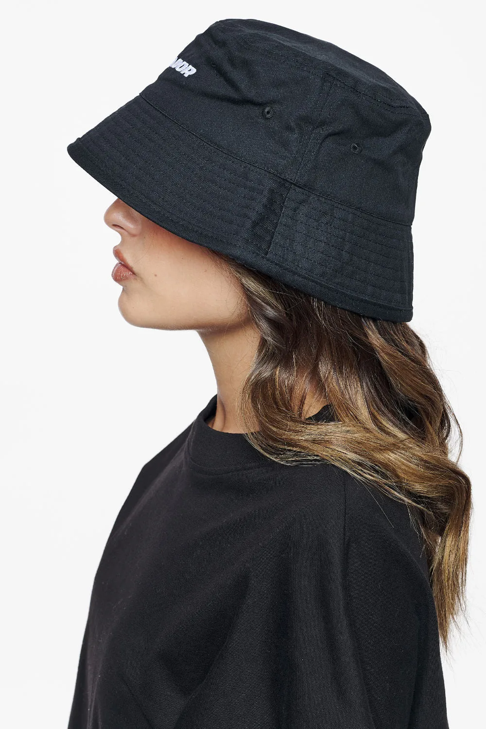 Logo Cotton Twill Bucket Hat Black