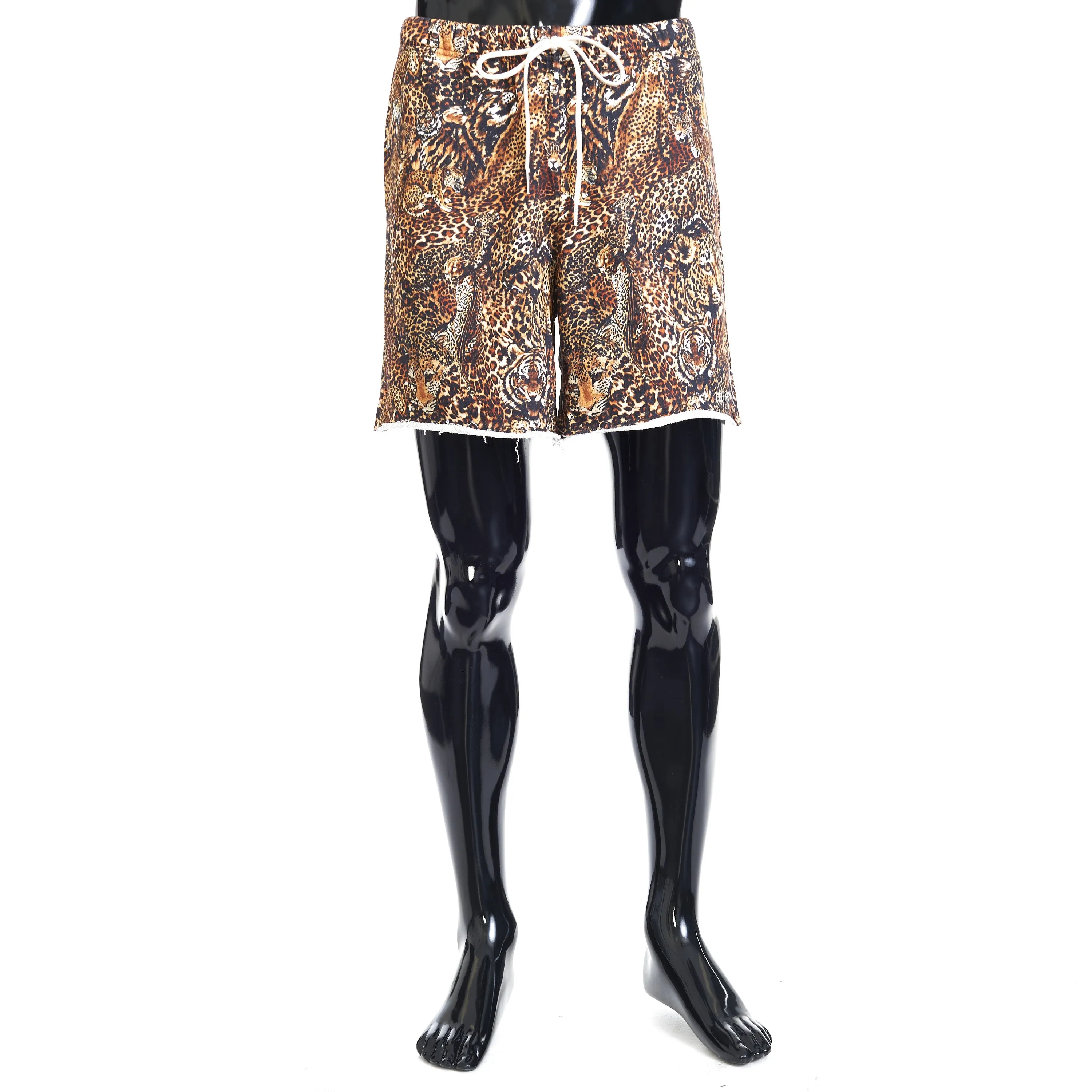 Loose Fit Celine Shorts In Cotton Fleece With Patchwork Tiger Print