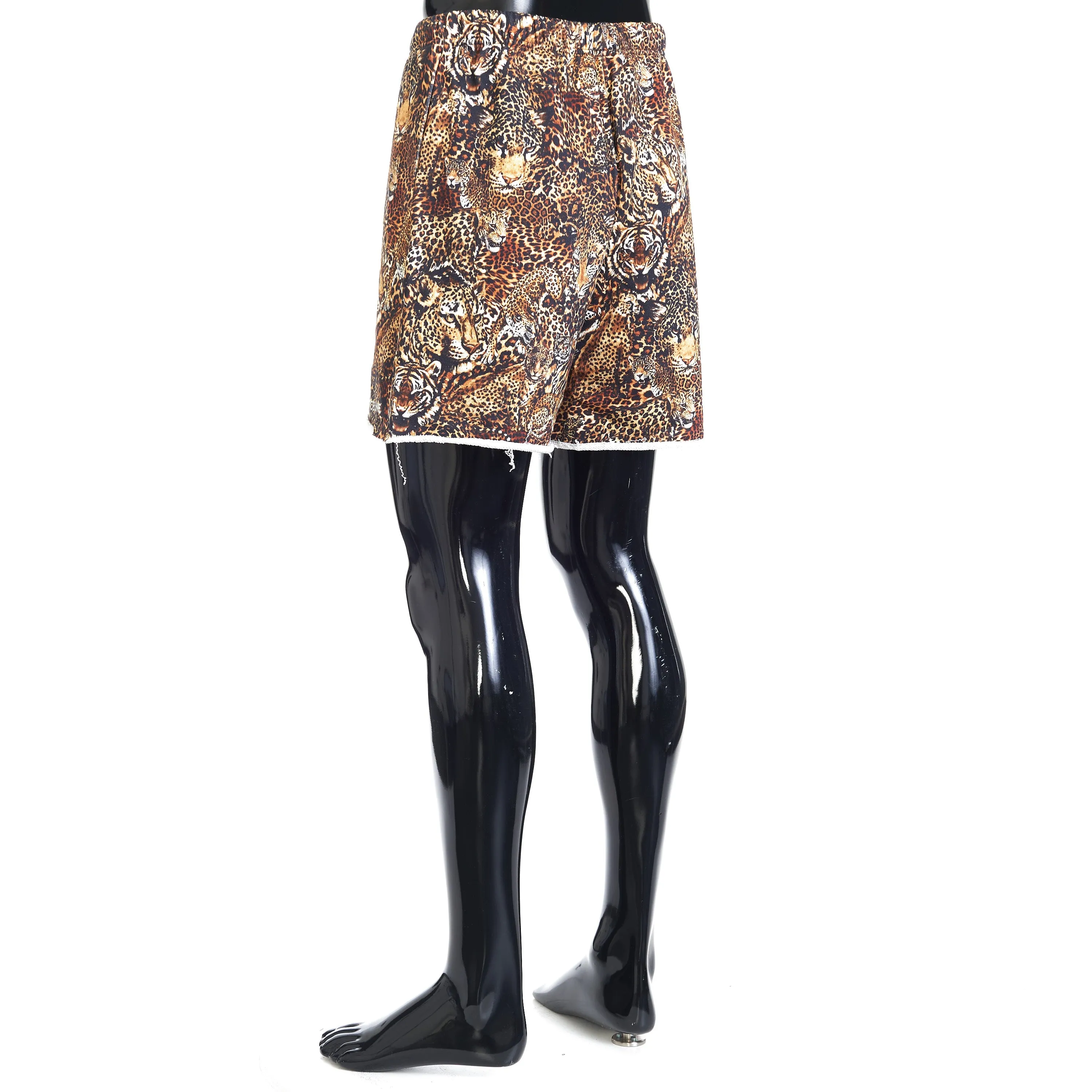 Loose Fit Celine Shorts In Cotton Fleece With Patchwork Tiger Print