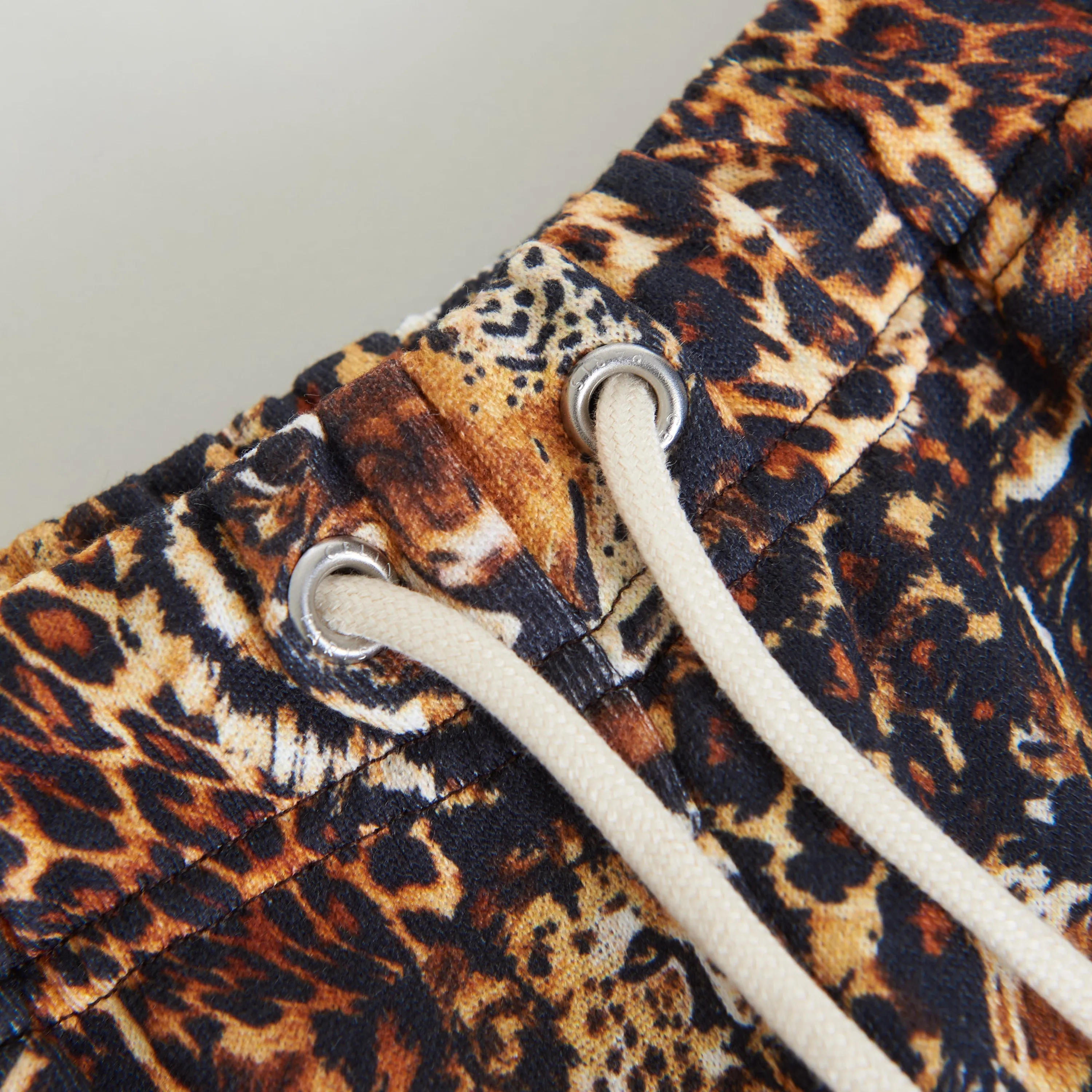 Loose Fit Celine Shorts In Cotton Fleece With Patchwork Tiger Print